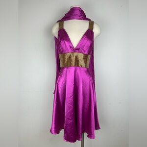 May queen Couture Empire Waist Circle Dress Fuschia Pink Goddess Athena Gown 12L